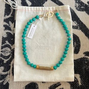 AKOLA Turquoise Wooden Bead Necklace